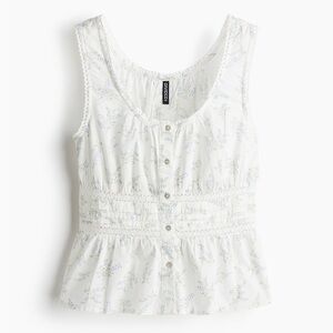 H&M White Floral Tank Top